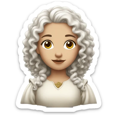 White Medieval beautiful girl with curly hair sticker