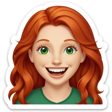 laughing long red haired woman sticker