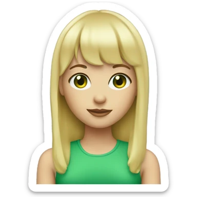 Blonde girl with green eyes and bangs sticker