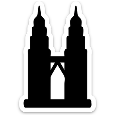 minimalist solid icon of the Petronas Towers, straight-on view sticker