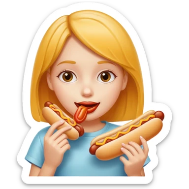 girl eating hotdog sticker