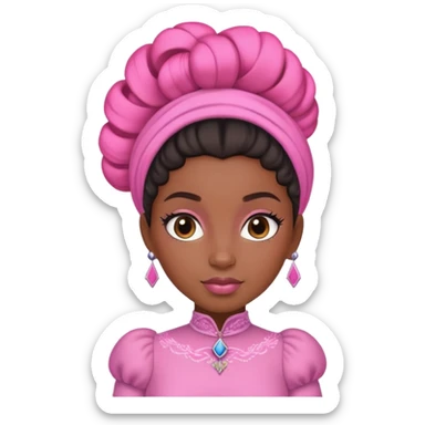 Black princess with an updo dressed in all pink  sticker