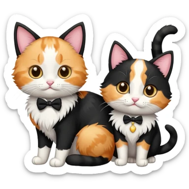 Calico kitten with a tuxedo cat  sticker