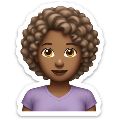 Brown girl with curly hair and light purple shirt sticker
