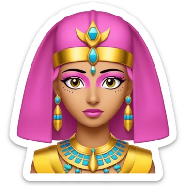 pink Cleopatra, Egyptian pharaoh with headdress and eyeliner sticker
