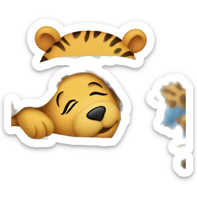 Winnie the pooh sleeping with a leopard patterned blanket sticker