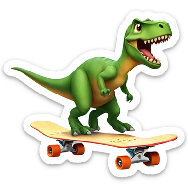Dinosaur on skateboard  sticker