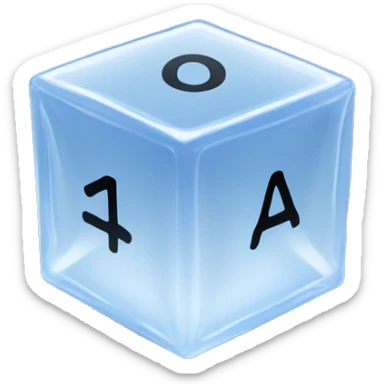 Create an emoji of a transparent cube-shaped object with showing number like 0 and 1 a lot inside the cube sticker