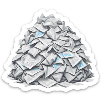 many crumpled paper sticker