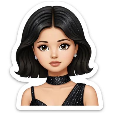 selena gomez in a black sparkly gown sticker
