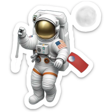 astronaut-on-a-moon-with-south-korea-flag sticker