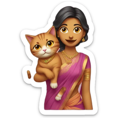 Cat in saree sticker