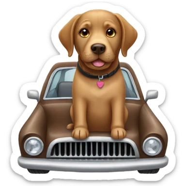 Brown Labrador in a car sticker