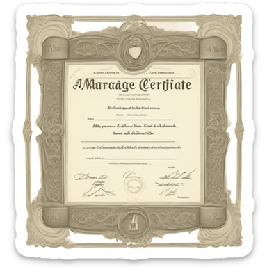 marriage certificate sticker