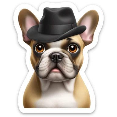 French bulldog with a hat ￼￼ sticker