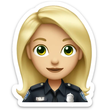 Blonde police woman green eyes sticker