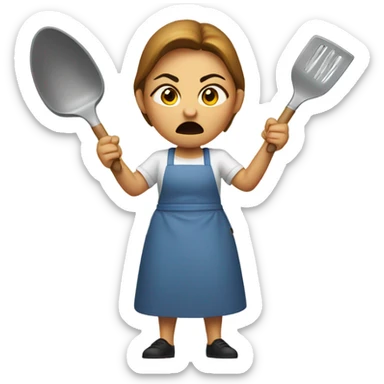 angry woman throwing kitchen utensils in anger using face with symbols on mouth emoji sticker