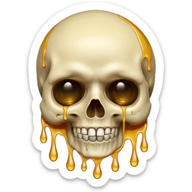Skull smiling with singular massive sweat drip sticker