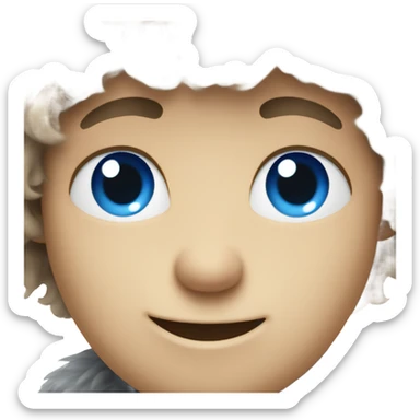 hairy boy smiling at viewer with blue eyes sticker