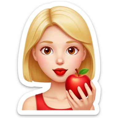 Girl eating  apple sticker