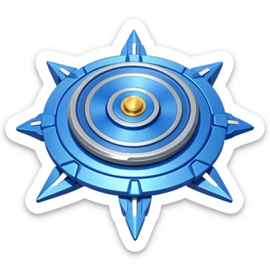 A blue Beyblade with 3 pointed blades like Victory Valtryek sticker