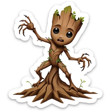 Groot killing an ant sticker