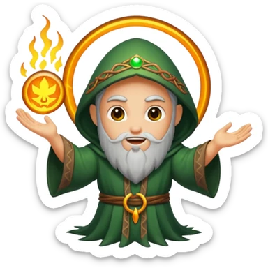 druid character summoning glow circle excited sticker