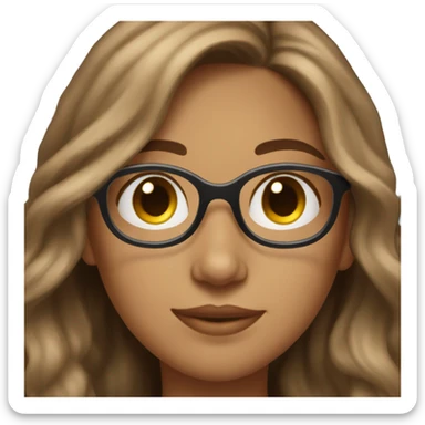 pretty lightly brown girl with long wavy brown hair and glasses sticker