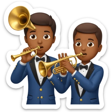 Boy with trumpet aruguing with boy with trombone sticker