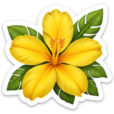 tropical flower yellow sticker