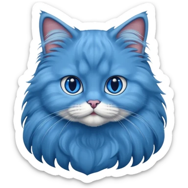 A cat which is a brittish longhair whit is blue color and hes eyes are blue sticker