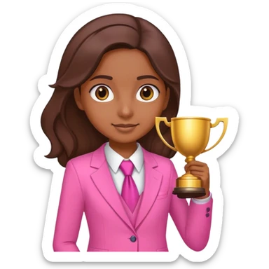 Brune girl pink suit trophy sticker