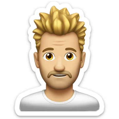 European, golden Mohawk hairstyle, beard, man, middle-aged. sticker