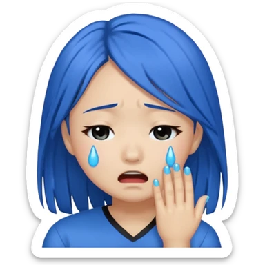 Asian girl crying more like this 😭 make the tears blue make the hair black all of the hair black sticker