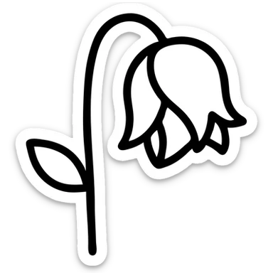 Wilted rose flower with drooping petals sticker