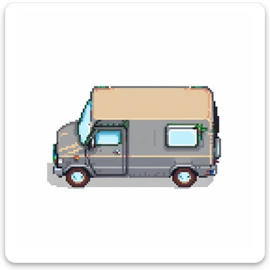 basic courier truck from side angle, few pixels sticker