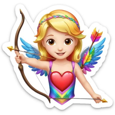 heart cupid sparkle rainbow sticker