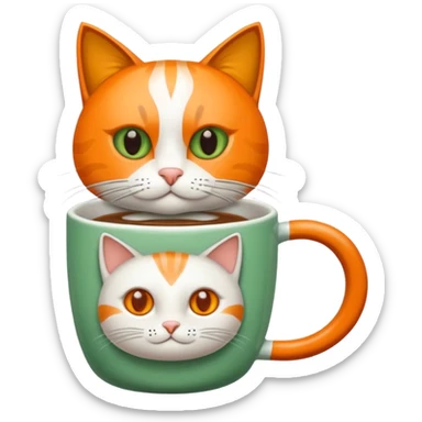 Gato naranja tomando café frio sticker