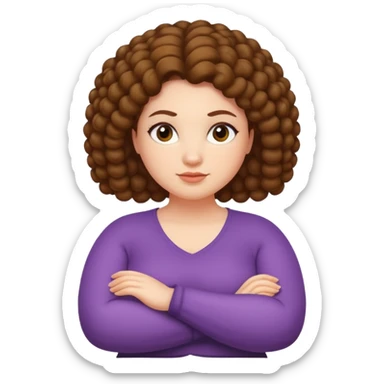 Curvy fair skin woman with natural hair arms folded.  sticker