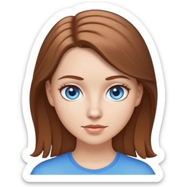 Fille blanche cheveux châtain yeux bleu  sticker