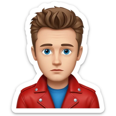 James Dean with blue eyes red jacket sticker