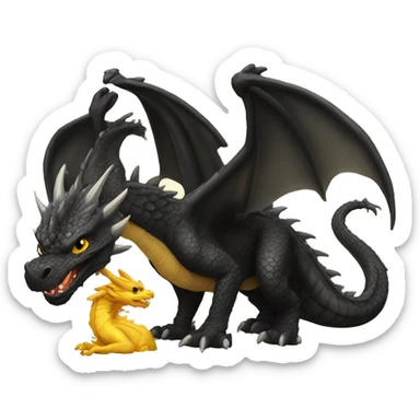 Big black Dragon with Little golden Dragon  sticker