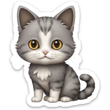 full body small short hair dark grey and white cat sticker