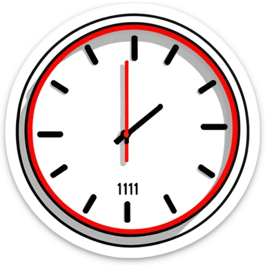 emoji with black background, '11:11' in red digital clock numbers, circular shape, no extra elements sticker