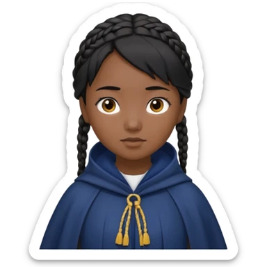 braid black hair, asian girl, navy cloak sticker