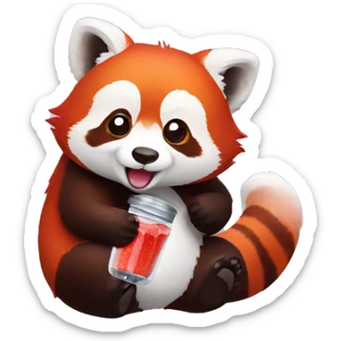 Red panda has salt shaker in his hand sticker