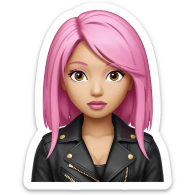 Nicki Minaj pink hair wear leather jacket sticker