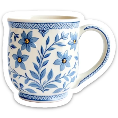 light blue floral mug sticker
