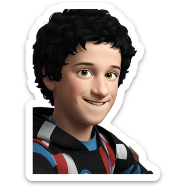 smiling boy with black hair sticker