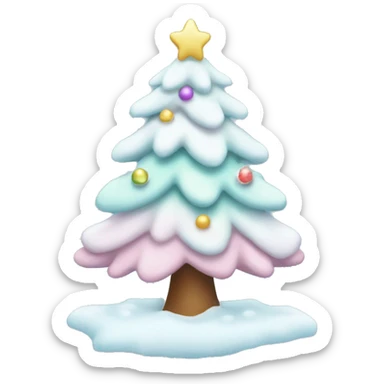 Cute pastel christmas tree covered in snow sticker